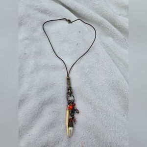 Bohemian Pendant Necklace with Red and Brown Accents Fairycore